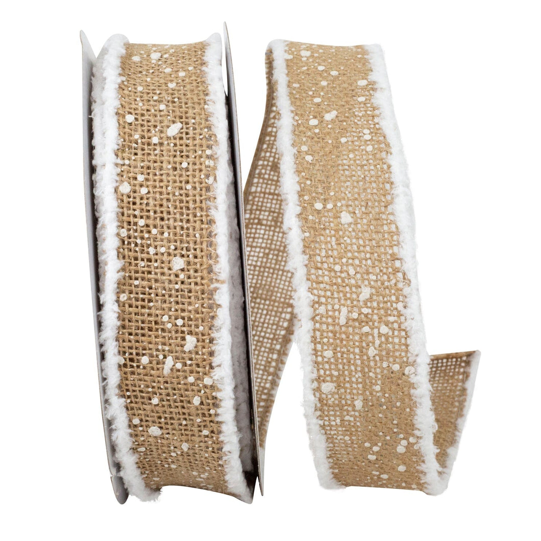 Holiday Burlap Snop Drops Frizzette Wired Edge Ribbon - Natural Holiday Ribbon Allurepack