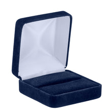 Velveteen Double Ring Box, Echelon Collection Ring EC12-NB Navy Blue 12 allurepack