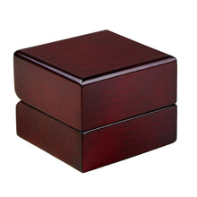 Mahogany Wood LED Ring Box With Black Interior Ring Allurepack