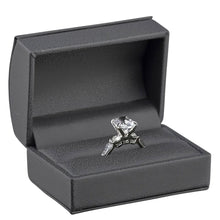 Dome Leatherette Double Ring Box with outer Bow Box , Splendor Collection Ring Allurepack