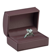 Dome Leatherette Double Ring Box with outer Bow Box , Splendor Collection Ring Allurepack