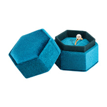 Ribbed Velvet Hexagon Ring Box, Forever Collection Ring Allurepack