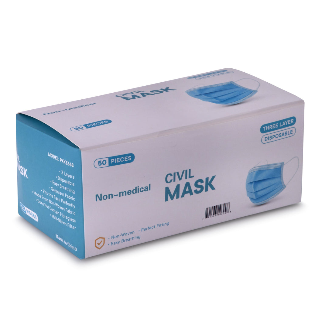 Face masks 3-Ply disposable face masks (non medical) 50 units Allurepack