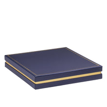 Gold Accented Cardboard Necklace Box, Legacy Collection Necklace LE90-NB Navy Blue 12 allurepack
