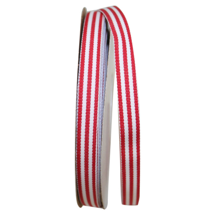 Holiday Grosgrain Stripes Ribbon - Red/White Holiday Ribbon Allurepack