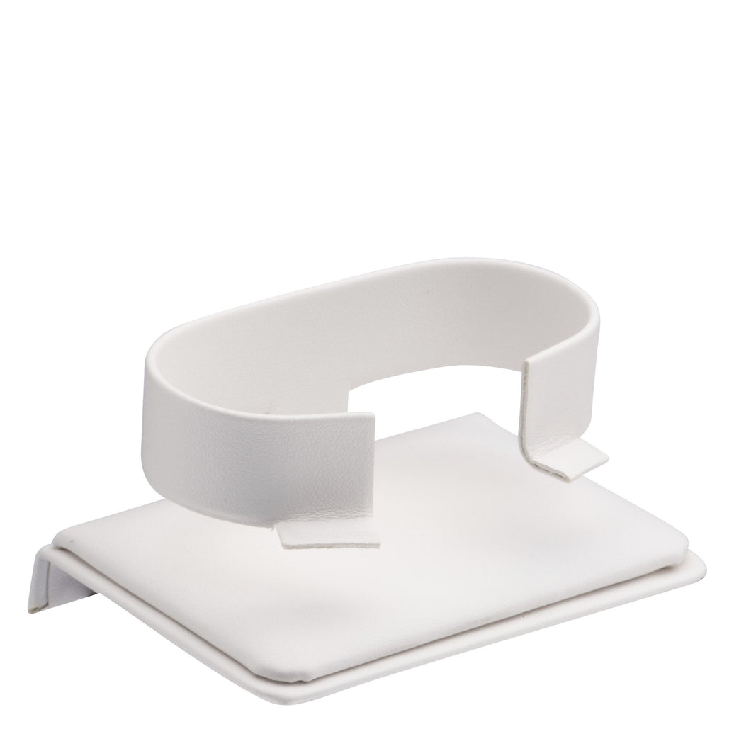 Large Horizontal Bangle/Watch Stand, Allure Leatherette Display Collection Bangle D613-WT White 1 allurepack