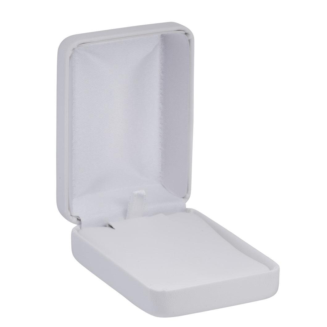 Leatherette Rounded Pendant Box, Provident Collection Pendant PR30-WT White 12 allurepack