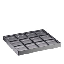 Lightweight Stackable 12 Earring Tray, Allure Leatherette Display Collection Tray DQ22-GR Steel Grey 1 allurepack