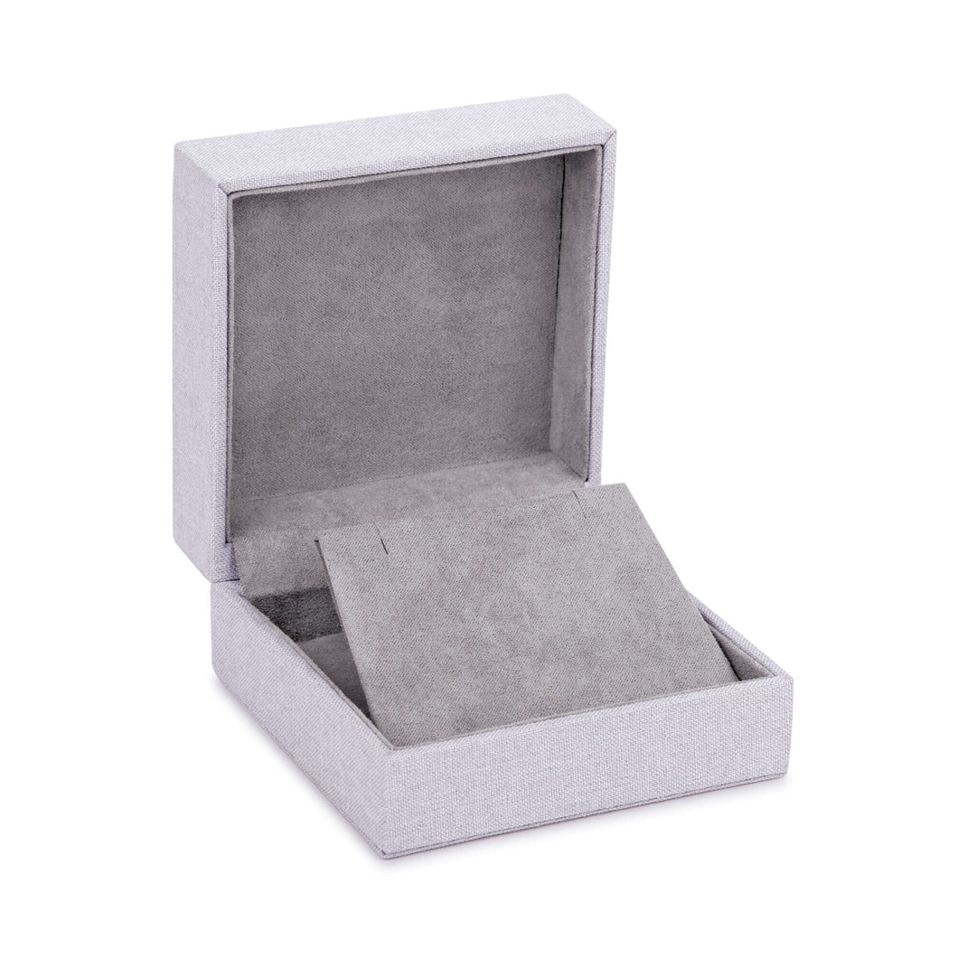 Linen Weave Large Pendant/Earring Box, Woven Collection Pendant WO50-GR Grey 12 allurepack