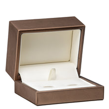 Luxury Leather with Stitch Cufflink Box, Opulent Collection Cufflink OP55-G-BZ Bronze 12 allurepack