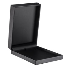 Luxury Leather with Stitch Necklace Box, Opulent Collection necklace OP80-BK Black 12 allurepack