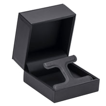 Luxury Leather with Stitch T-Style Earring Box, Opulent Collection earring OP25-BK Black 12 allurepack