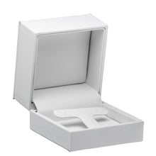 Luxury Leather with Stitch T-Style Earring Box, Opulent Collection earring OP25-WT White 12 allurepack