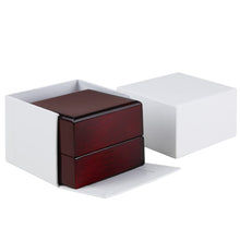 Mahogany Wood LED Ring Box With White Interior Ring Allurepack