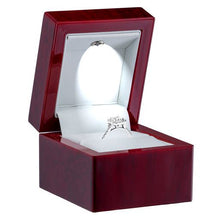 Mahogany Wood LED Ring Box With White Interior Ring Allurepack