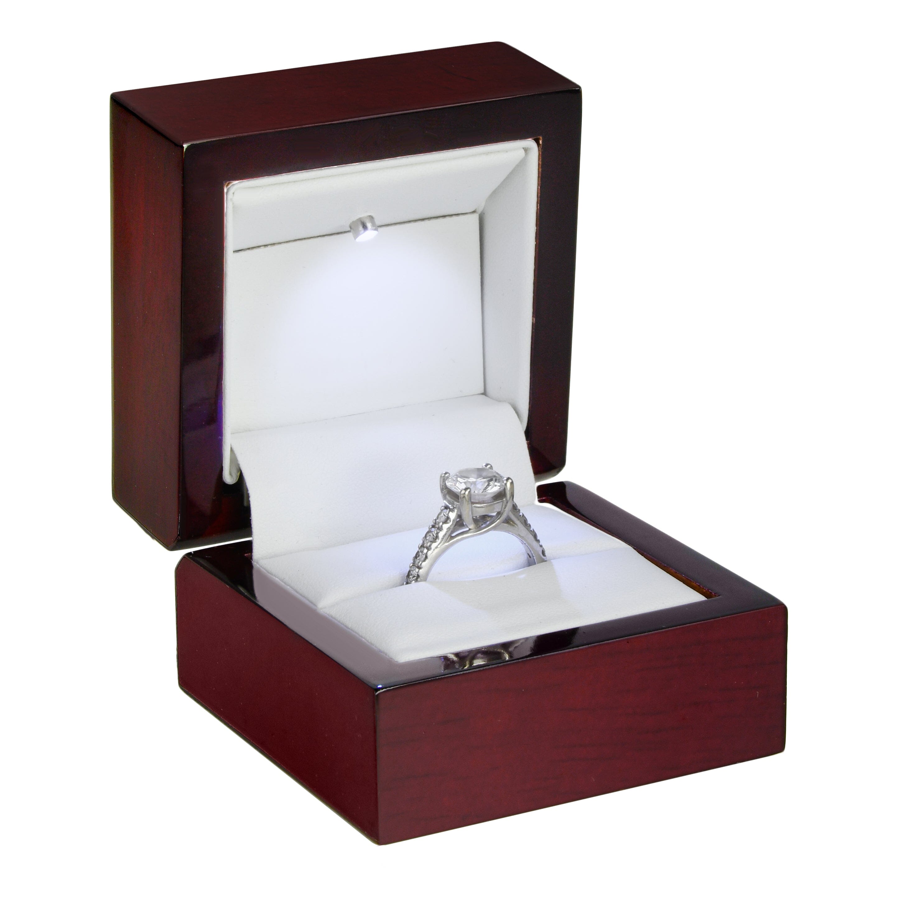 Mahogany LED Ring Box Ring Boxes with Light Inside LED Collection