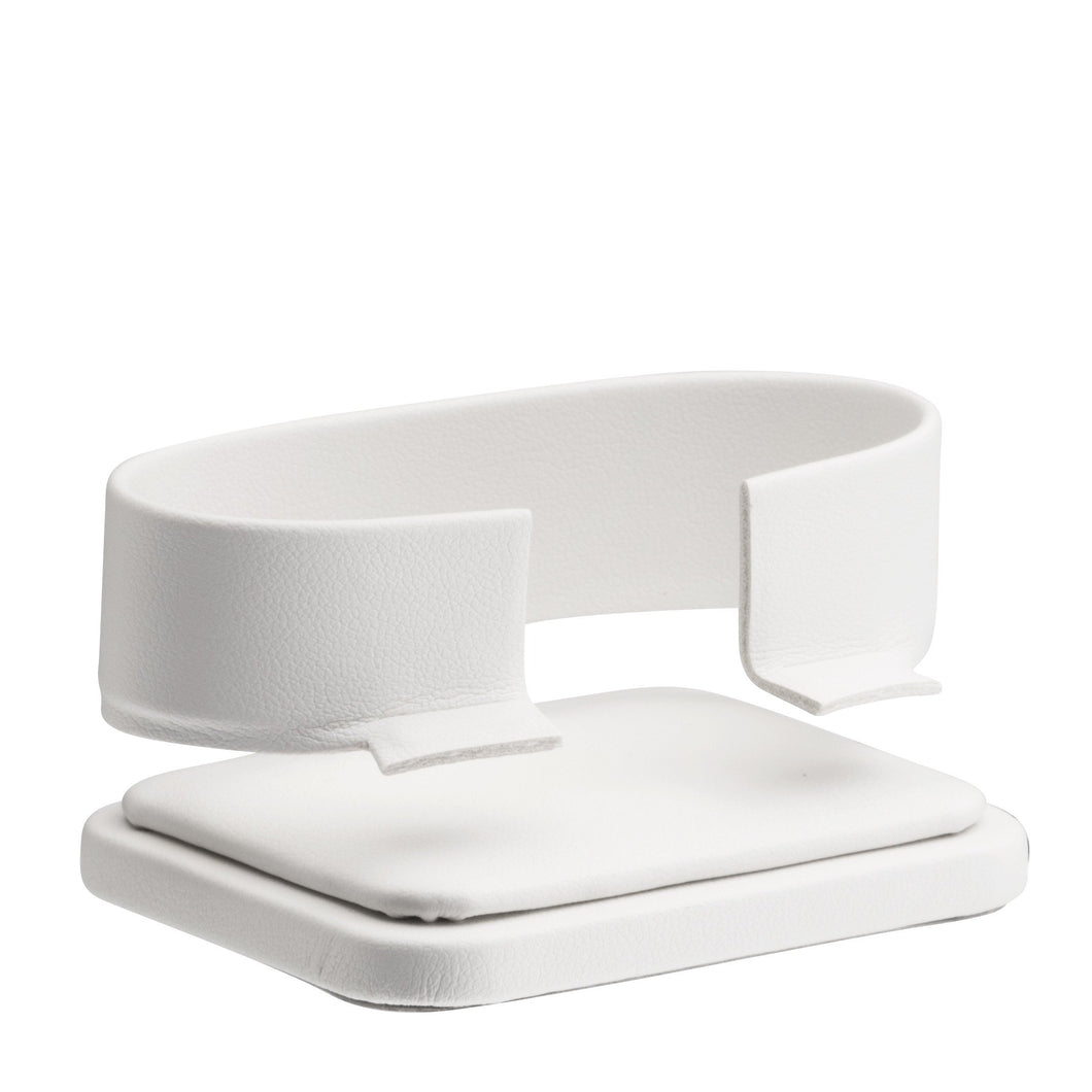 Medium Horizontal Bangle/Watch Stand, Allure Leatherette Display Collection Bangle D612-WT White 1 allurepack