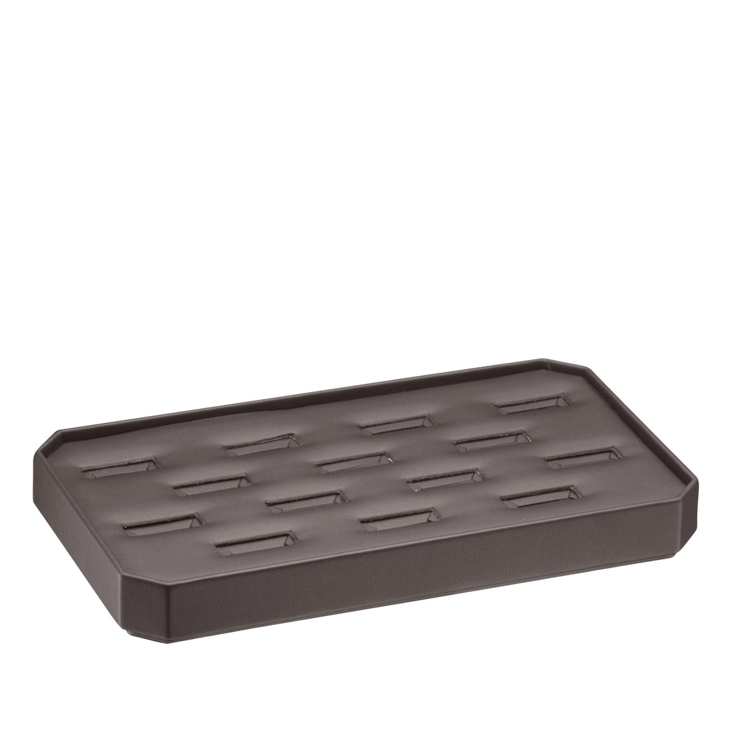 Octagon Lightweight Stackable 14 Ring Tray, Allure Leatherette Display Collection Tray DX14-BN Brown 1 allurepack