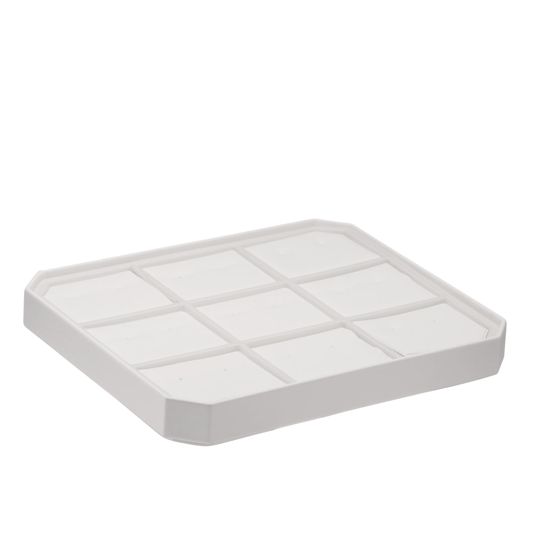 Octagon Lightweight Stackable 9 Earring Tray, Allure Leatherette Display Collection Tray DX29-WT White 1 allurepack