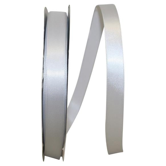 Silver - Satin Ribbon Single Face - ( W: 3/8 inch | L: 100 Yards )