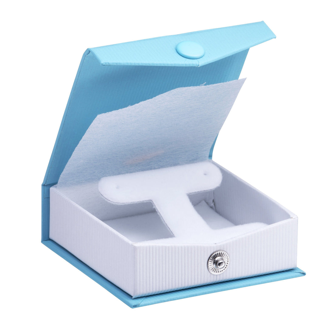 Ribbed Paper Snap T-Style Earring Box, Prim Collection Clip PM25-LB Light Blue 12 allurepack