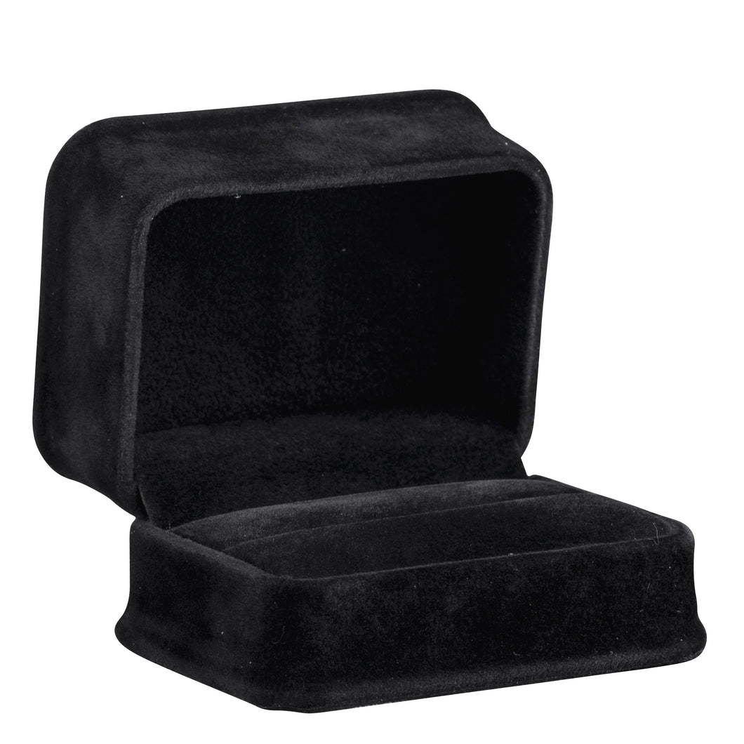 Rich Suede Double Ring Box, Ornate Collection Ring OR15-BK Black 12 allurepack