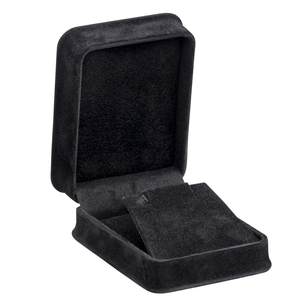 Rich Suede Pendant/Earring Box, Ornate Collection Pendant OR30-BK Black 12 allurepack