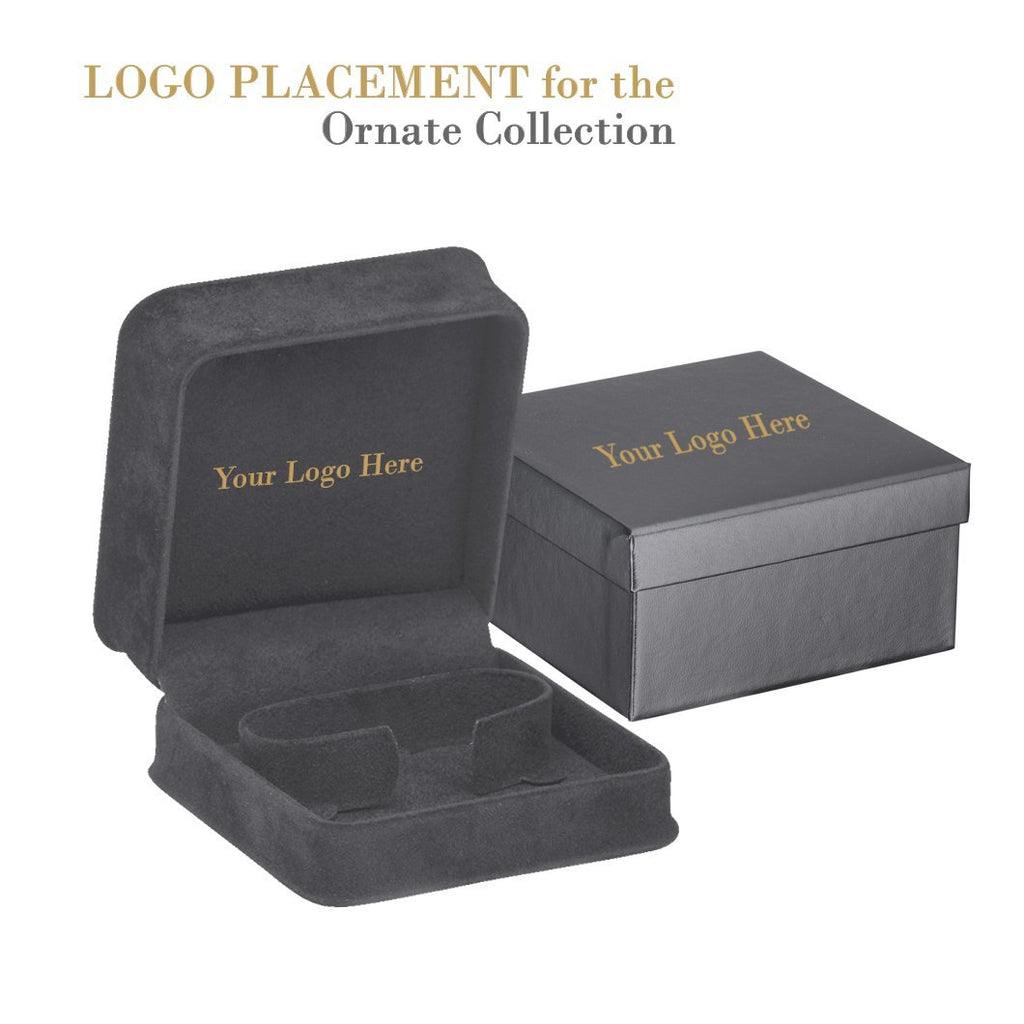 Ornate suede ring box with leather outer box | Available w print logo