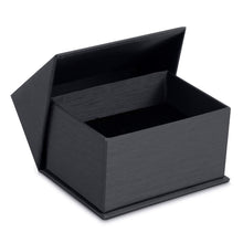 Silk Brushed Paper Double Ring/Hoop Earring/Cufflink Box, Glamour Collection Ring GM12-BK Black 12 allurepack