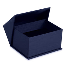 Silk Brushed Paper Double Ring/Hoop Earring/Cufflink Box, Glamour Collection Ring GM12-NB Navy Blue 12 allurepack