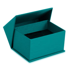 Silk Brushed Paper Double Ring/Hoop Earring/Cufflink Box, Glamour Collection Ring GM12-TL Teal 12 allurepack