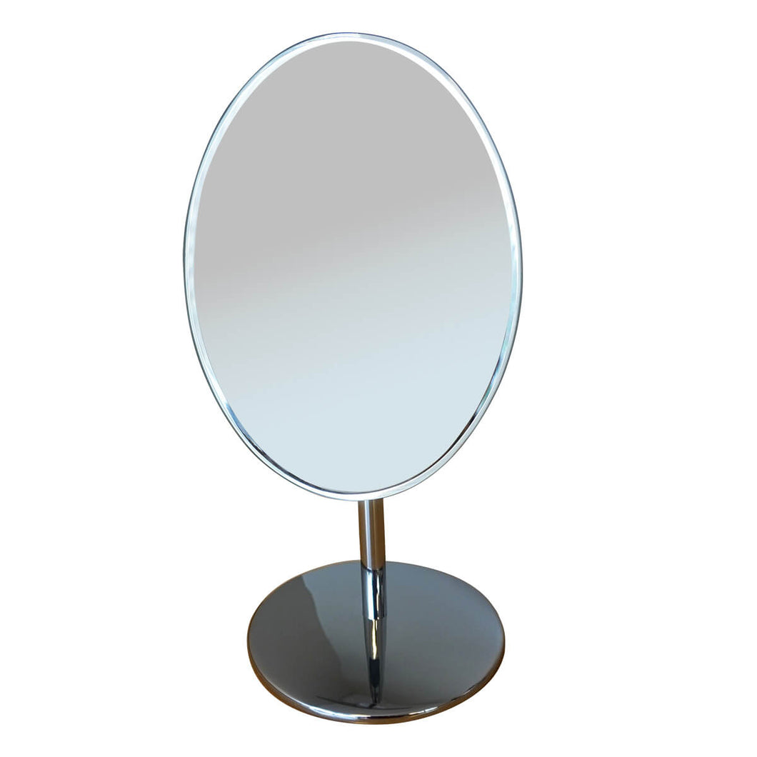 Small Chrome Pedestal Mirror-Oval, Rimless Mirrors allurepack