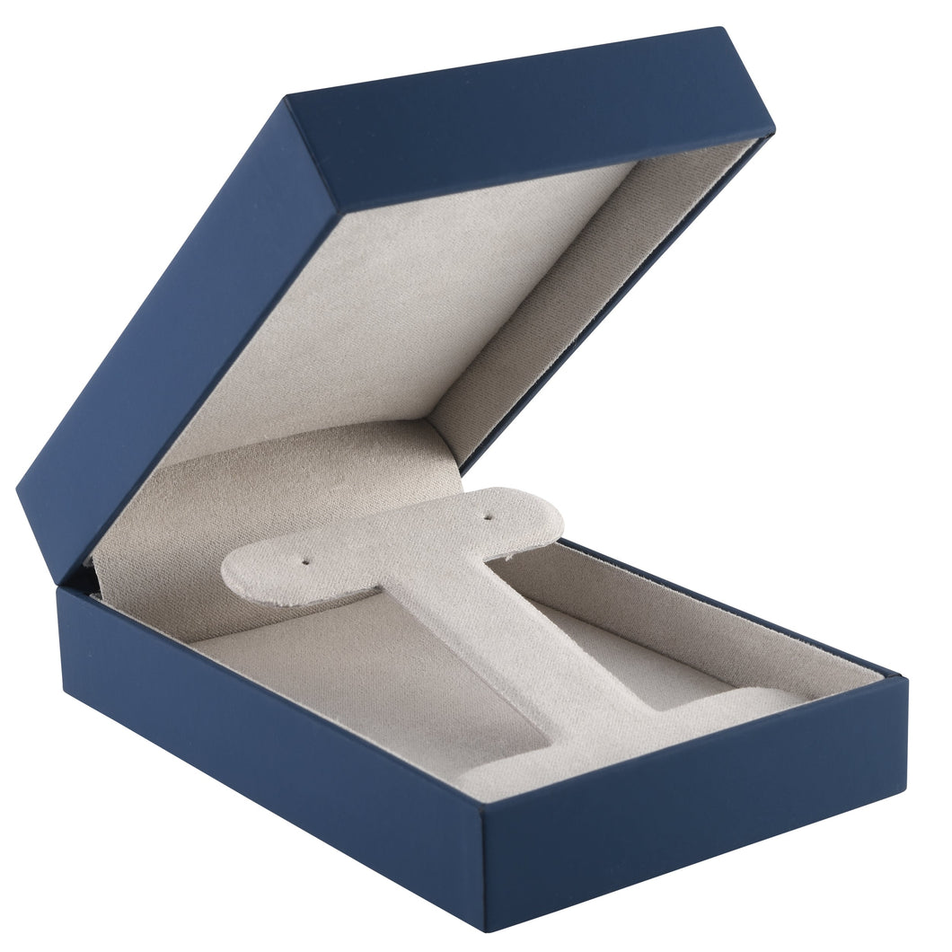 Soft Touch Long T-Style Earring Box with Sleeve, Vogue Collection Earring VG28-NB Navy Blue 12 allurepack