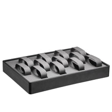 Stackable 12 Watch Collar Large Tray, Allure Leatherette Trays Showcasetray DTL60-BG Black / Grey 1 allurepack