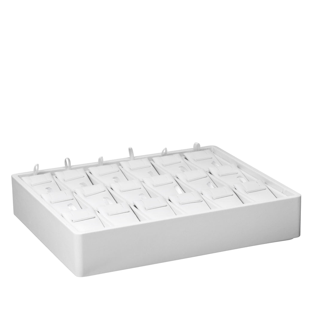 Stackable 18 Pendant/ Earring Pad Small Tray, Allure Leatherette Trays Showcasetray DTS31-WT White 1 allurepack