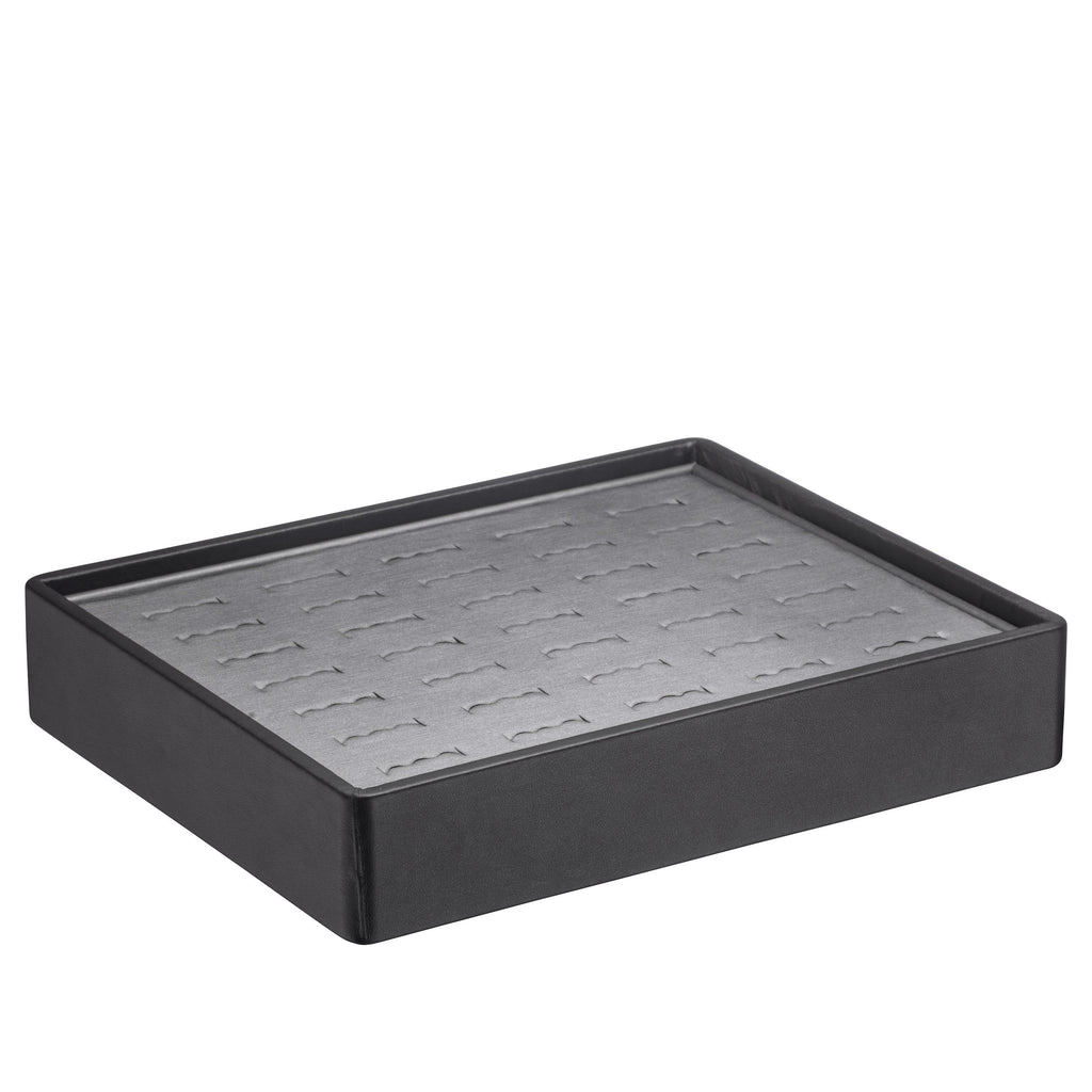 Small Stackable Ring Trays with 35 Foam Ring Slots Faux Leather