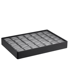 Stackable 35 Ring Slot Large Tray, Allure Leatherette Trays Showcasetray DTL15-BG Black / Grey 1 allurepack