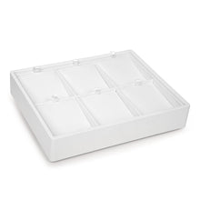 Stackable 6 Large Pendant/ Earring Pad Tray, Allure Leatherette Trays Showcasetray DTS32-WT White 1 allurepack