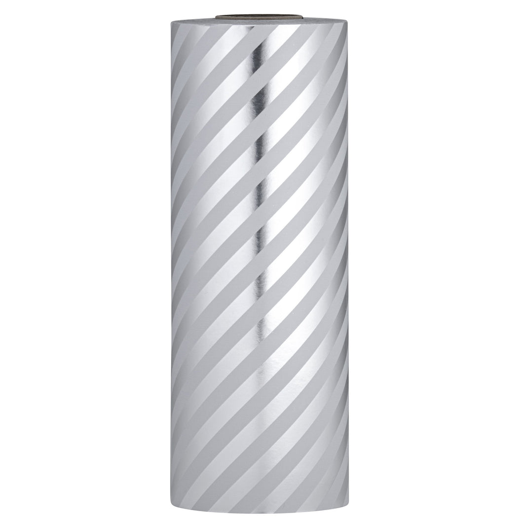White and Silver Striped Wrapping Paper 7.5